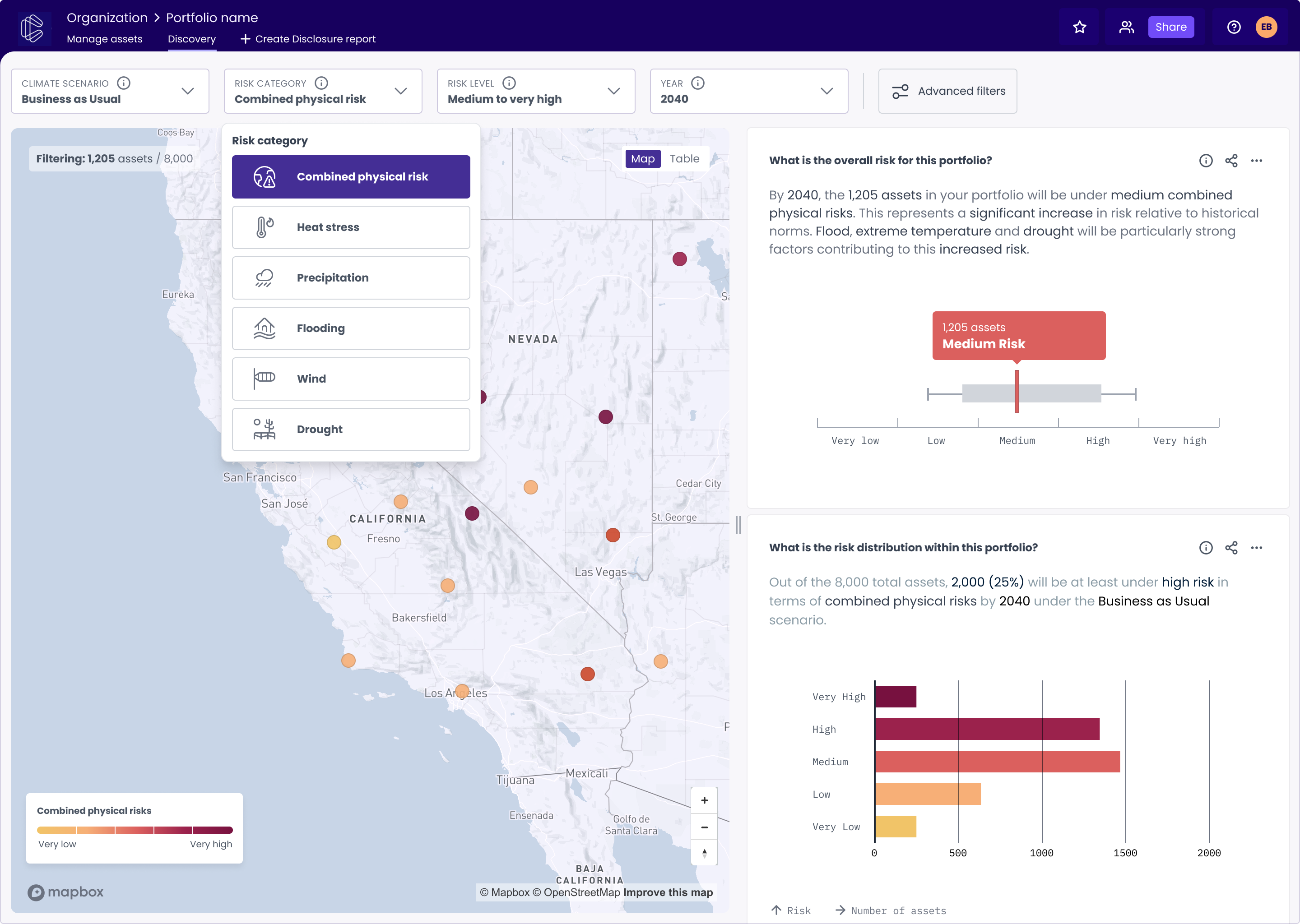 Cervest EarthScan user interface