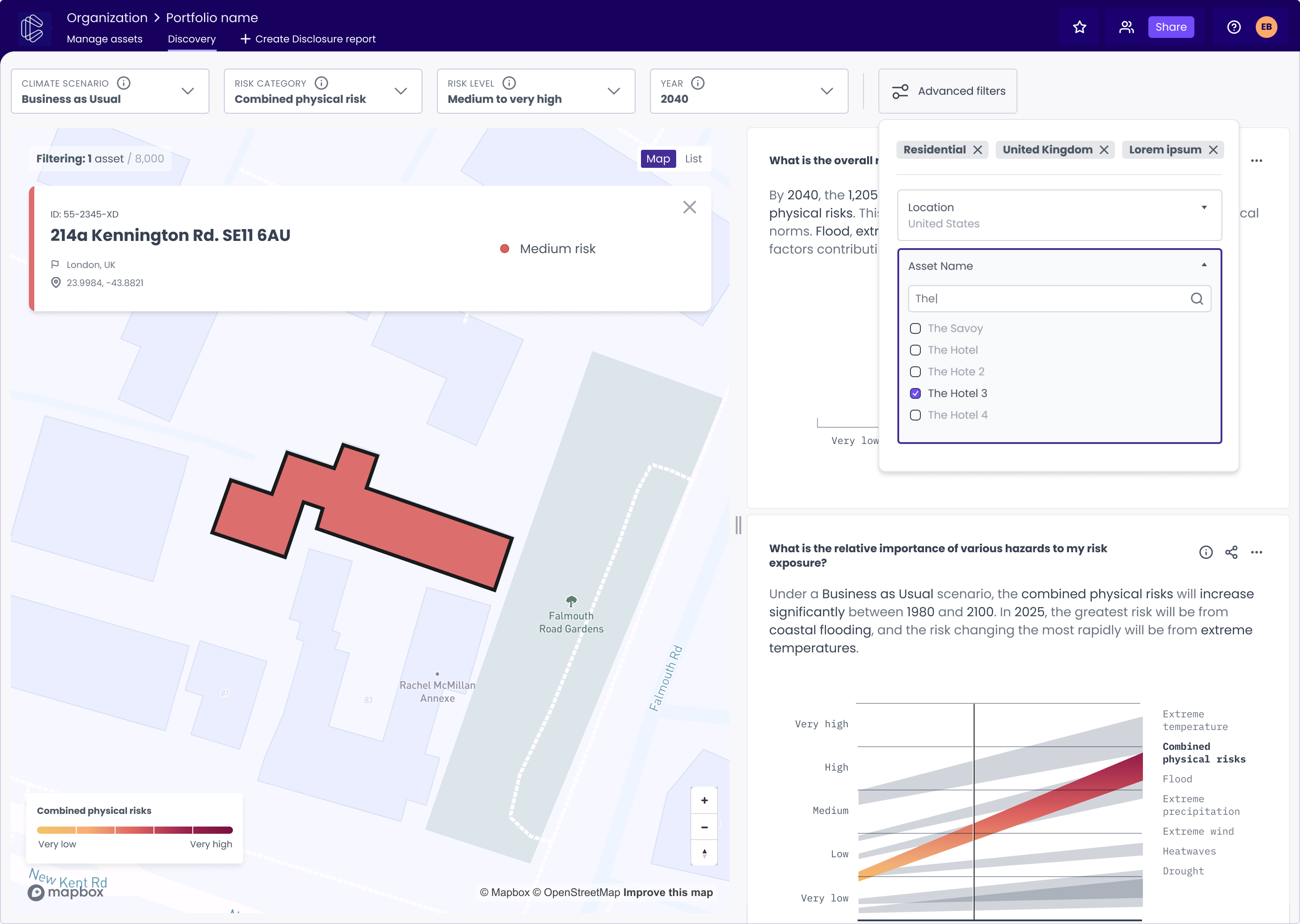 Cervest EarthScan user interface